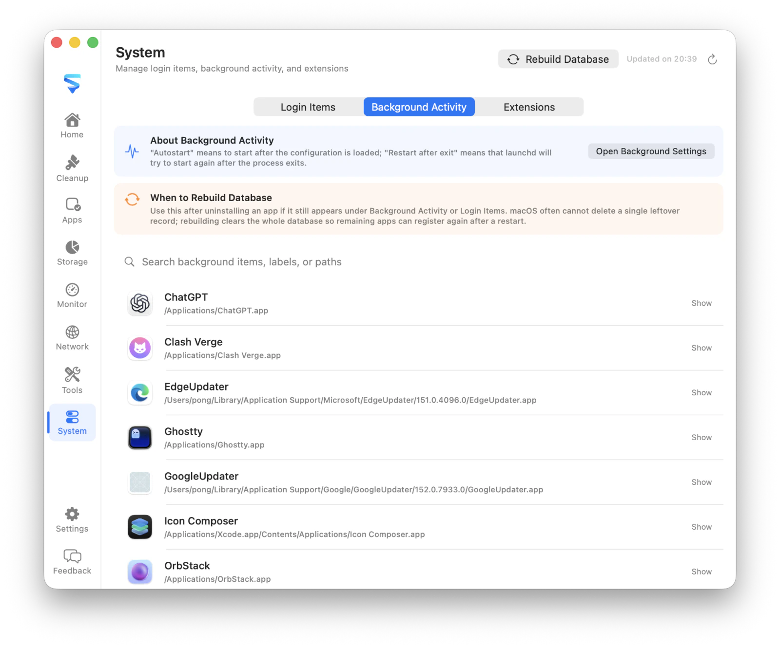MachKit system workspace showing background activity